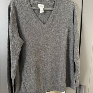 Chico's 100 % Cashmere Plus Size Dark Gray V-Neck Sweater